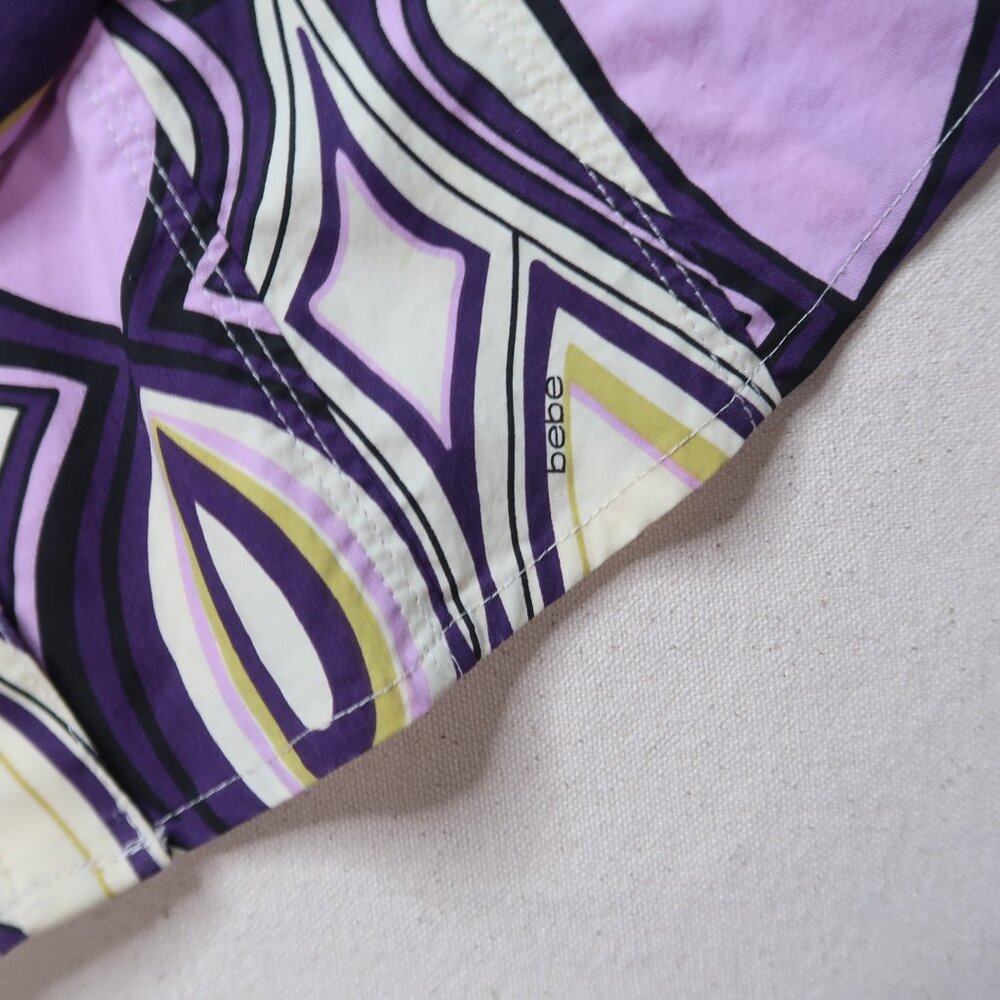 Vintage Bebe Purple Collard Snap Button Long Sleeve Blouse - Picture 9 of 16